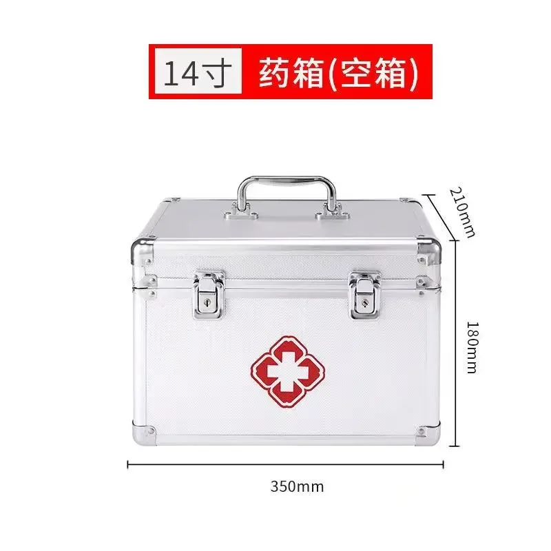 صندوق دواء فضي من الصلب يرتدون الزاوية طقم الطوارئ المنزلي سبائك الألومنيوم قفل صندوق تخزين صندوق طبي متعدد الطبقات