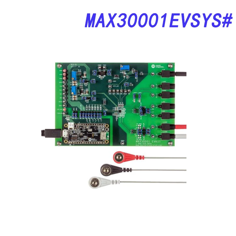 

MAX30001EVSYS# Evaluation Kit, MAX30001 biopotential and bioimpedance measurements, wearable development