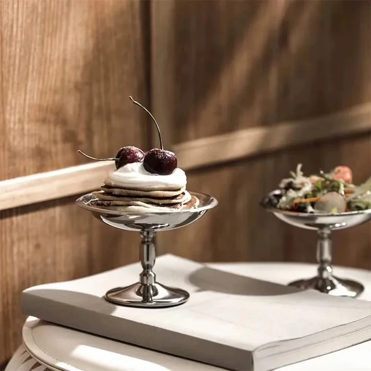 spot the same Japanese stainless steel retro tall dessert pudding cup ice cream custard bowl commercial