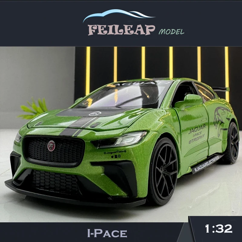 Simulation 1:32 Juguar I-Pace e-trophy Alloy Car Model With Sound And Light Collective Miniature Voiture Boy Car Toy Gift