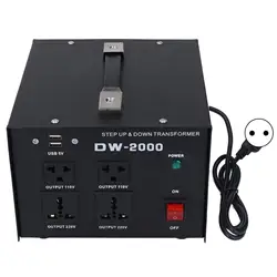 2000W Voltage Transformer Step Up Converter 110V to 220V Adjustable AC Power Supply DW-2000