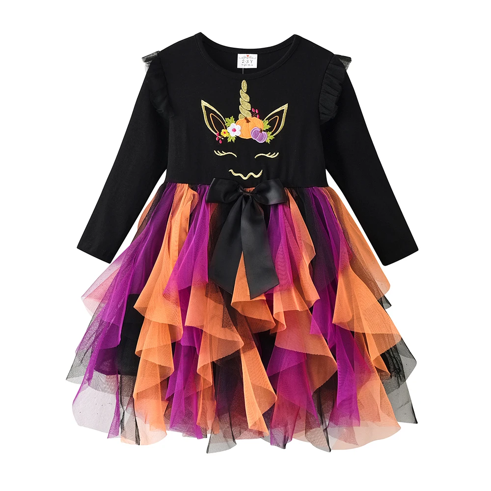DXTON Mädchen Festival Cosplay Kleider Unregelmäßiges Netz Kleinkind Prinzessin Partykleidung Kinder Halloween Geschenk Kinder Baumwollkleider – Detail 3
