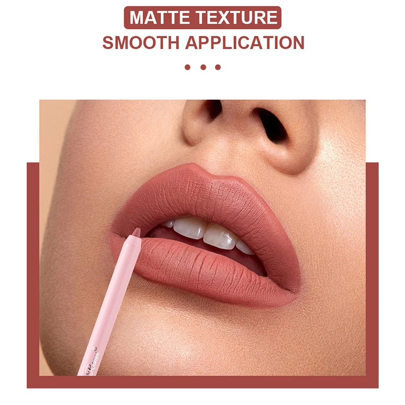 กันน้ํา Matte Lipliner ดินสอเซ็กซี่เปลือยสีน้ําตาลสีแดง Contour Tint ลิปสติก Non-stick Cup Lip Liner แต่งหน้าเครื่องสําอาง