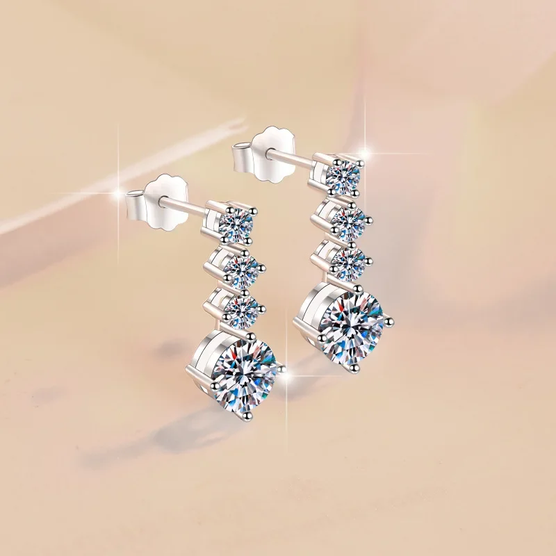 2025 New Summer Fashion Multi-purpose Earrings S925 Pure Silver Fringe Earrings Moissanite Stud Earrings Wedding Jewel