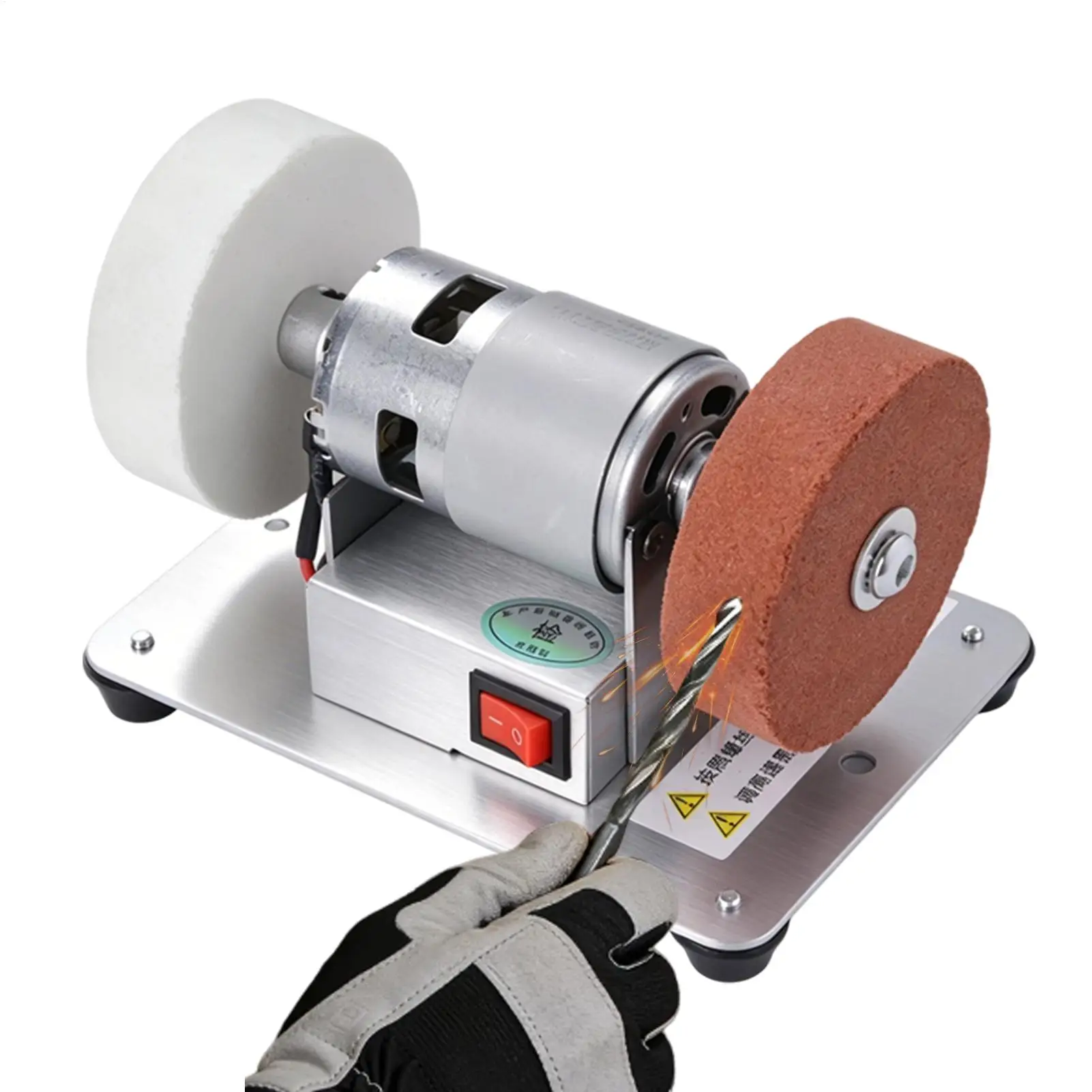 Speed Adjustable US Plug Mini Bench Grinder Sturdy Base Space-Saving Desktop Grinding Machine Wheel Grinder