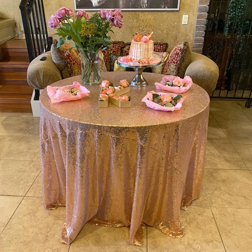 Round Sequin Tablecloth for Wedding Banquet Wedding Birthday Christmas Party Table Decoration Sequin dining table decorat