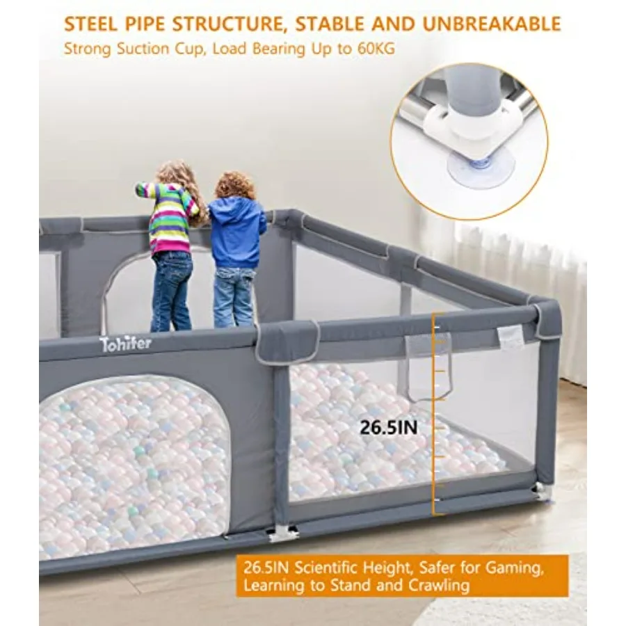 Box per bambini con tappetino Grande cortile da gioco per bambini per bambini BPAFree Non tossico Sicuro Senza spazi vuoti Playards per neonati Interni ed esterni Extra L