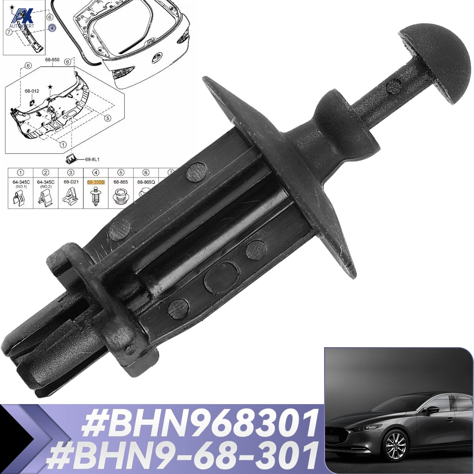 For Mazda 3 BM/BP Hatchback Models CX-3 CX-30 DM Onwards Tailgate Trim Panel Hanger Buckle Trunk Hood Hook BHN968301 BHN9-68-301