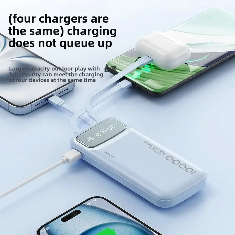 

CCC Built-in Type-C Cable, Fast Charging, Ultra Thin External Battery Portable Charger 10000mAh Power Bank with Digital Display