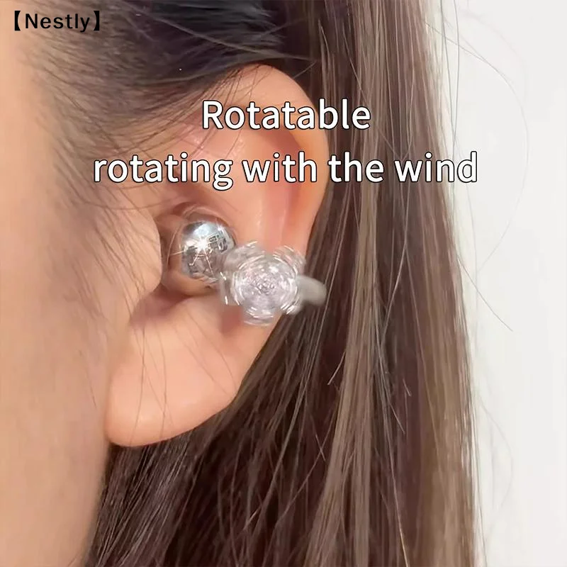Earrings For Ear Clip Earphone Rotating Flower Blossoms Shining Decorations Beautiful Earphone Accessories〔Nest〕 view 3