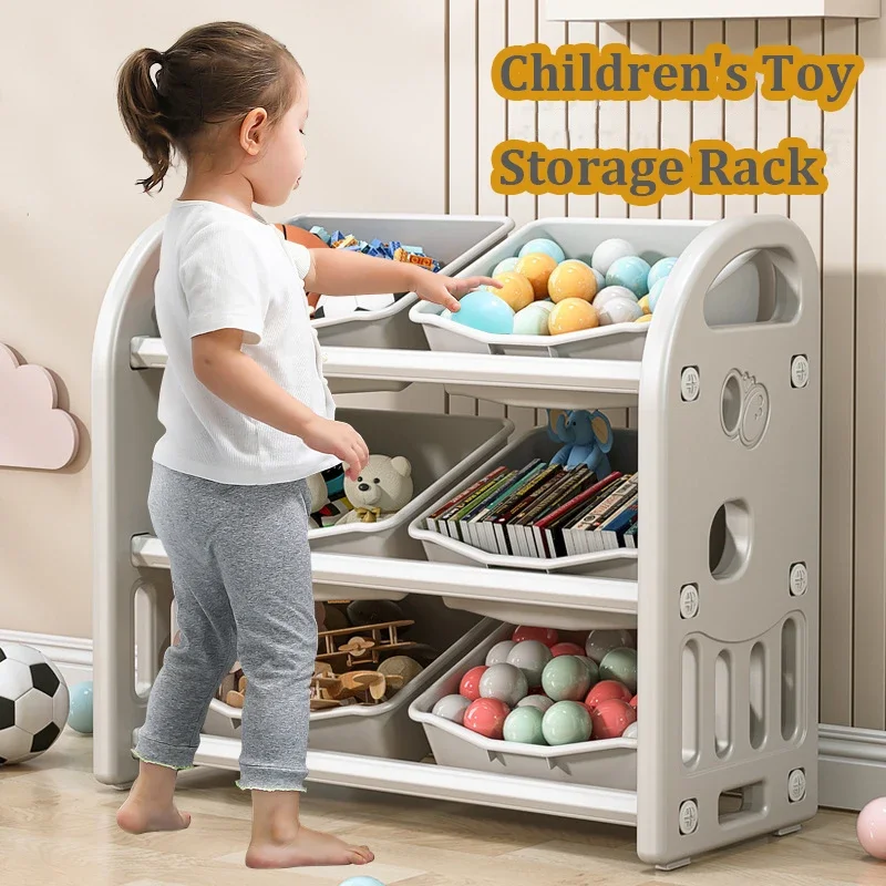 

Eco-friendly Children's Toy Storage Rack 3-Layers Large Capacity Organizer Shelf Cabinet Home Furniture Sundries Storage