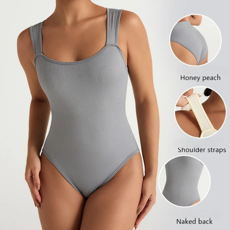 

Tight Fitting Sleeveless Threaded Jumpsuit for Women with Hip Lifting Comfortable Sexy Jumpsuit Yoga Suit Sports Fitness Suit
