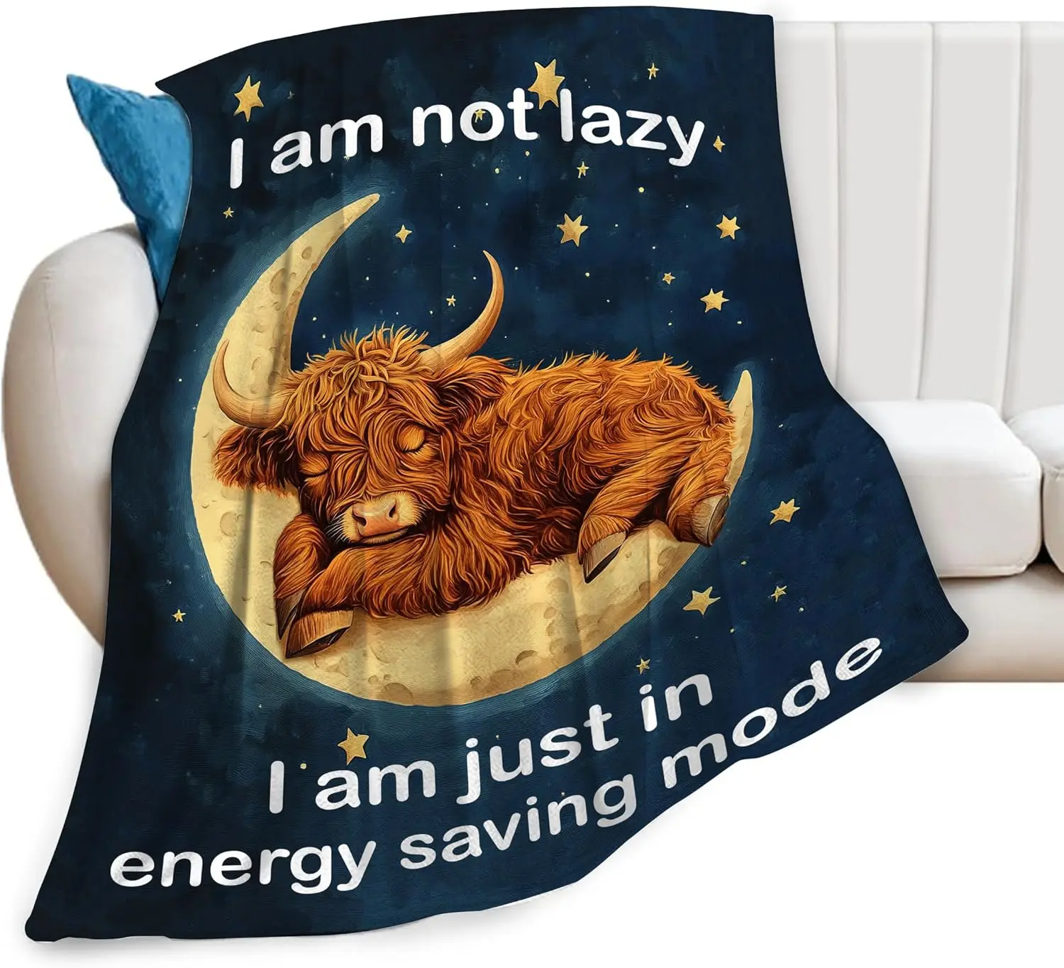 Highland Cow Blanket Soft Warm Cute Cattle Plush Throw Blanket Cozy Sleeping Flannel Fleece Bedding Stuff Animal Decor Blanket Gifts for Lover Girls Boys Kids Women Adults Bed Travel 40