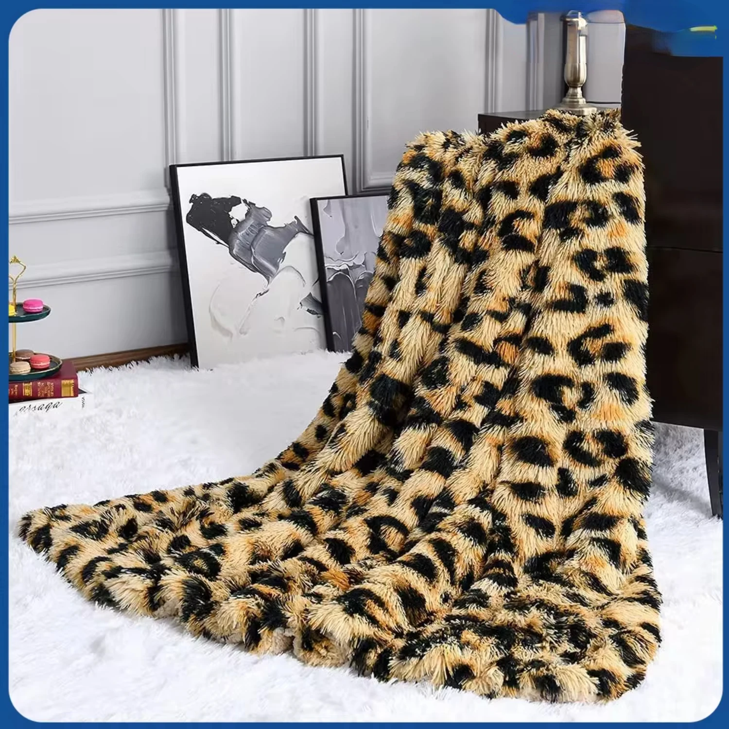 NOAHAS Fluffy Leopard Throw Blanket Plush Cheetah Print Blankets Soft Faux  Bed Throw  Decorative Couch Chair Bed Covers