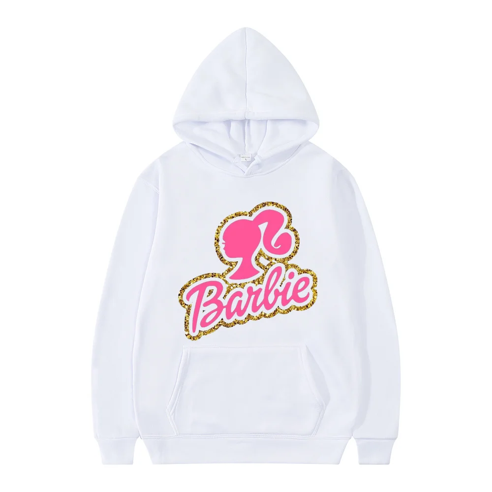 Disney-Desenhos animados da Barbie Princesa Feminina Anime pulôver Tops, moletom de grandes dimensões feminino, Hoodie casal, roupas novas, primavera, outono