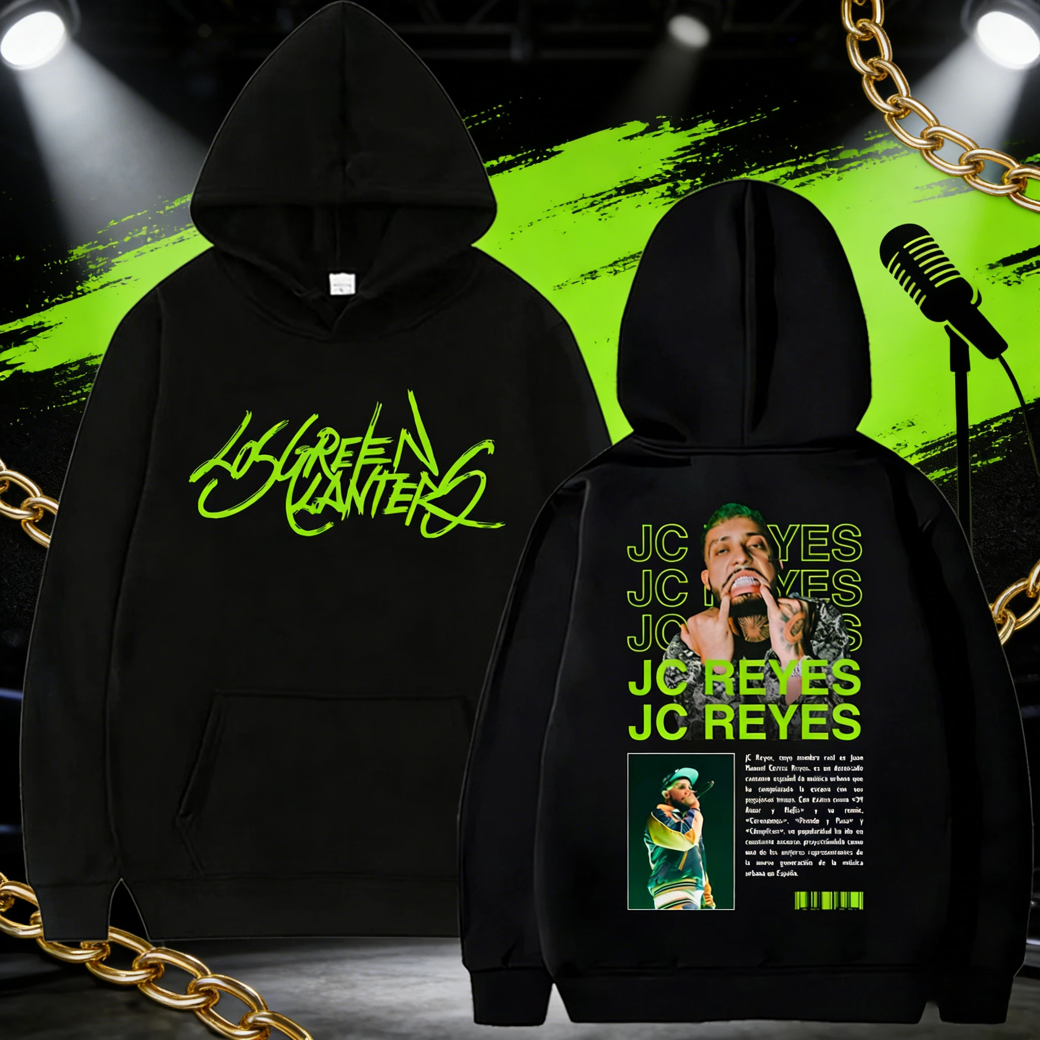 Rapero Jc Reyes Album Tour 2025 Otoño e Invierno Venta caliente Sudadera con capucha de algodón estampada Hip-hop moda Harajuku sudadera