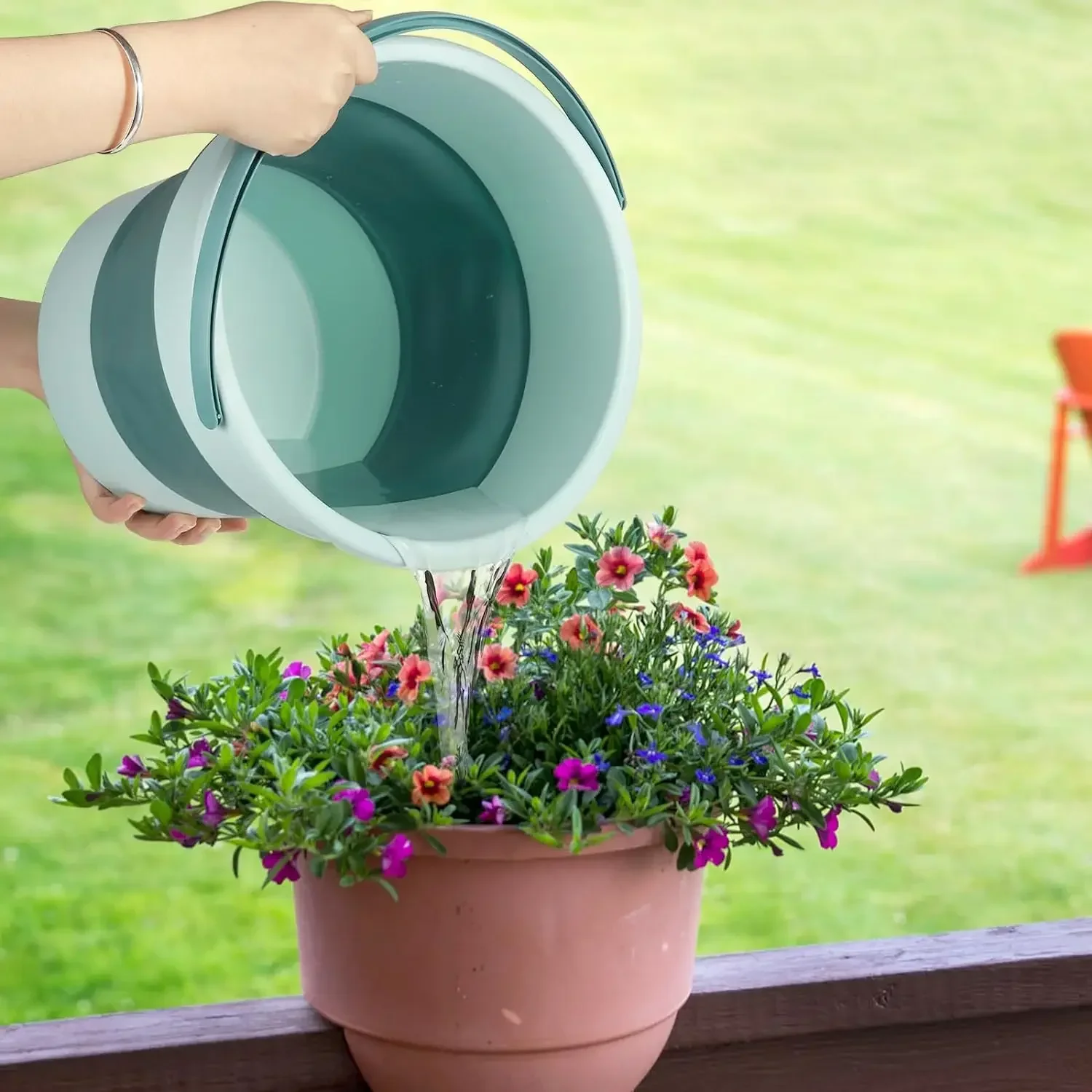 5/10/17L المحمولة للطي دلو متعدد الوظائف سميكة سيليكون دلو لغسيل السيارات وصيد الأسماك التخييم للطي دلو #4