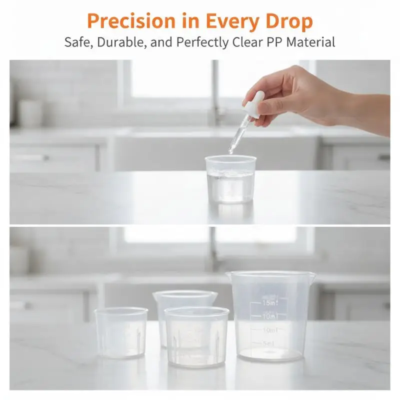 20Pcs Food Grade Disposable Measuring Cups Clear Volumetric Liquid Gauging Tools for Candle Making DIY Handcraft Projects