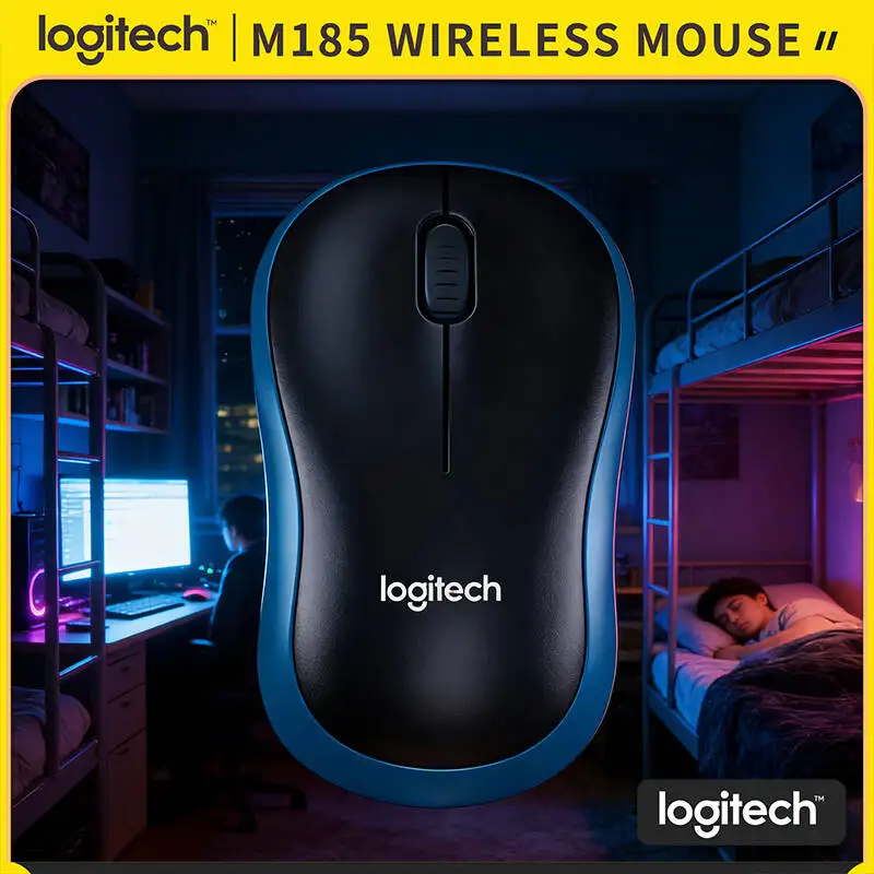 Logitech M185 High-Accuracy Mouse 1000 DPI Sensor 2.4GHz 10m Range 12-Month Battery Home Work Office Accessory