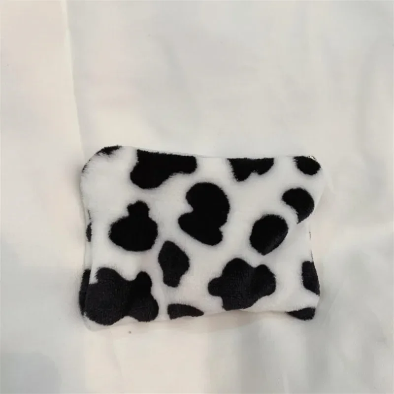 Cow Pattern Plush Coin Purses Women Cute Zipper Mini Wallet Storage Bag Card Holder Girls Soft Pocket Female Coin Purse Cartera