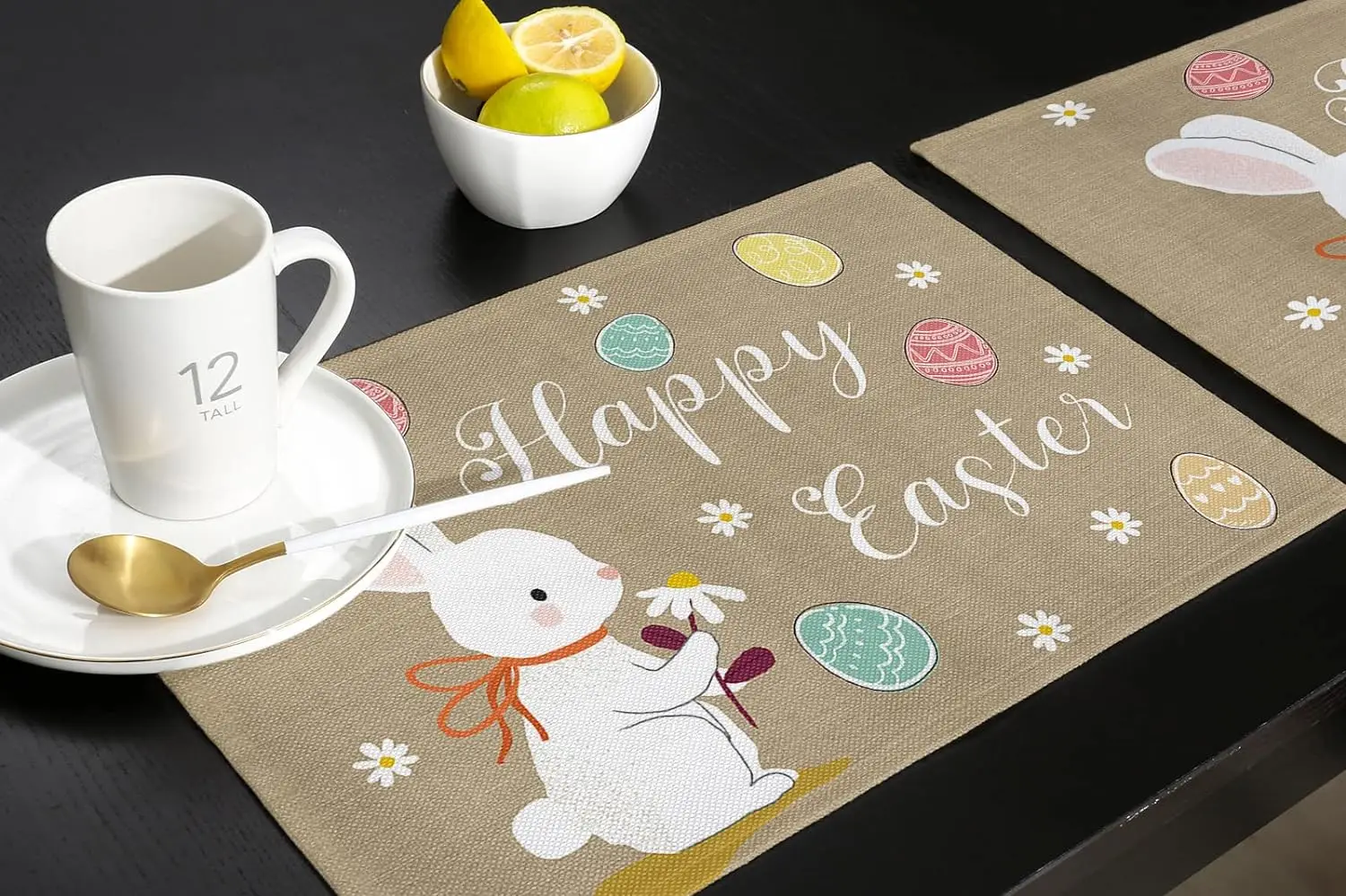 Easter Placemats for Dining Table Cute Bunny Placemat Set of 4 Easter Eggs Farmhouse Tablemats for Home Wedding Party Spring