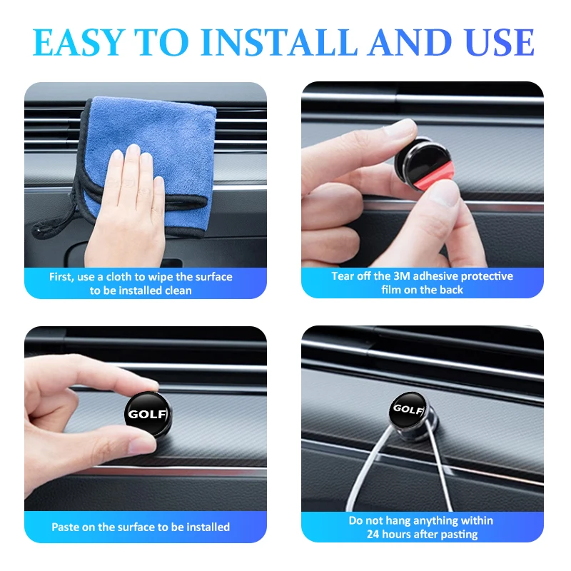 For Volkswagen VW 2PCS Car Hook Drip Glue Circular Shape Auto Interior Hanger Tiguan MK1 mk2 2016 2017 2018 2019 2020 2021 - view 5