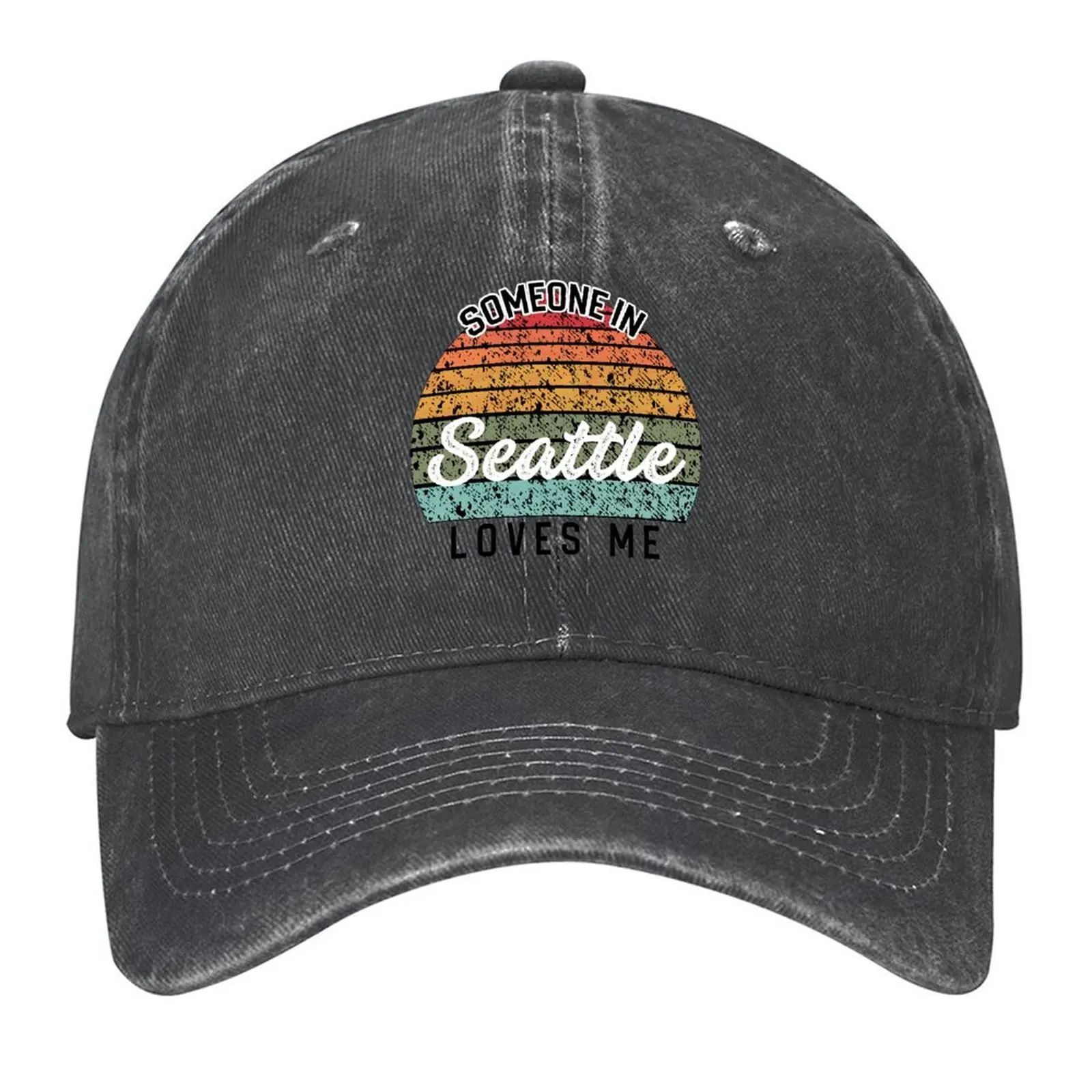 

United States Travel -- Someone in Seattle Loves Me (Light Background) Baseball Cap Big Size Hat cute Rave Female Men's