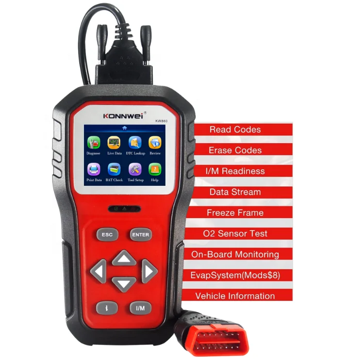 

Professional Vehicles OBD2 EOBD Scanner KONNWEI KW860 Car OBD2 Diagnostic Tools Universal Cars Engine System Code Reader