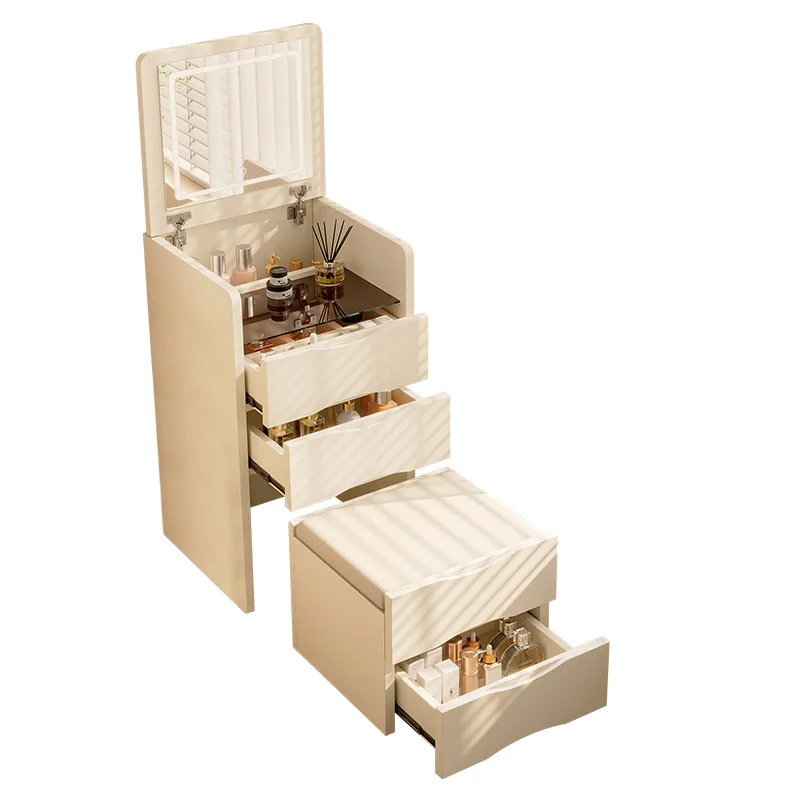 

Small flip dresser modern simple storage cabinet integrated makeup table chest