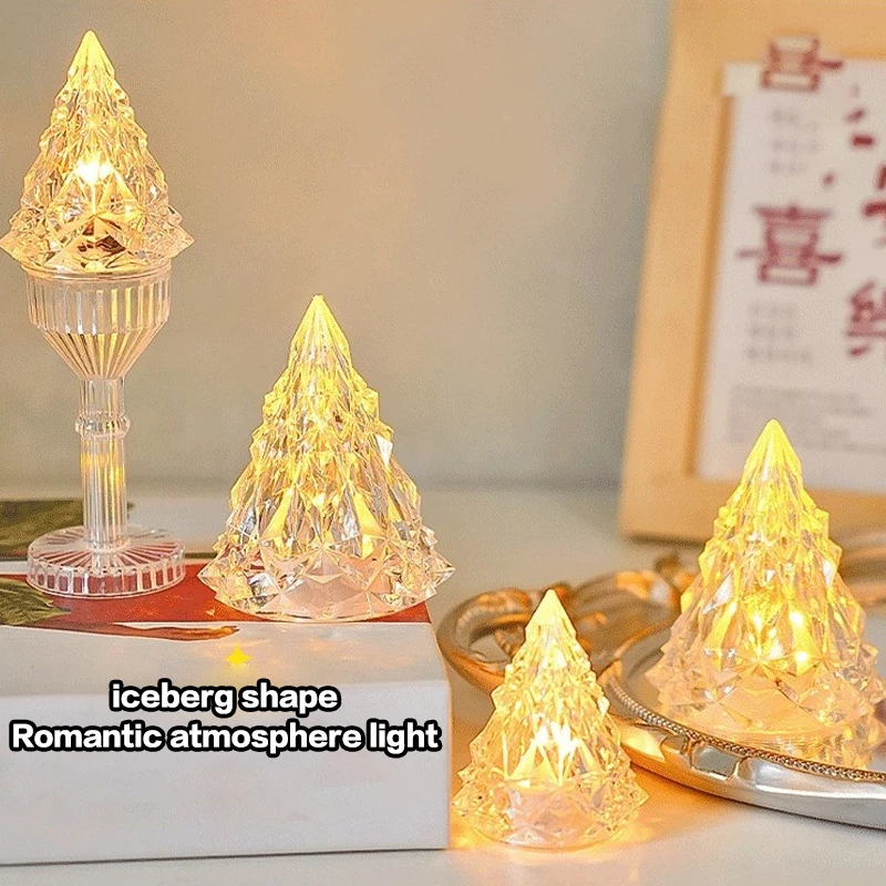 Creative Iceberg Atmosphere Light Night Light Warm Desktop Ornament Projection Lighting Crystal Lamp Office Home Use