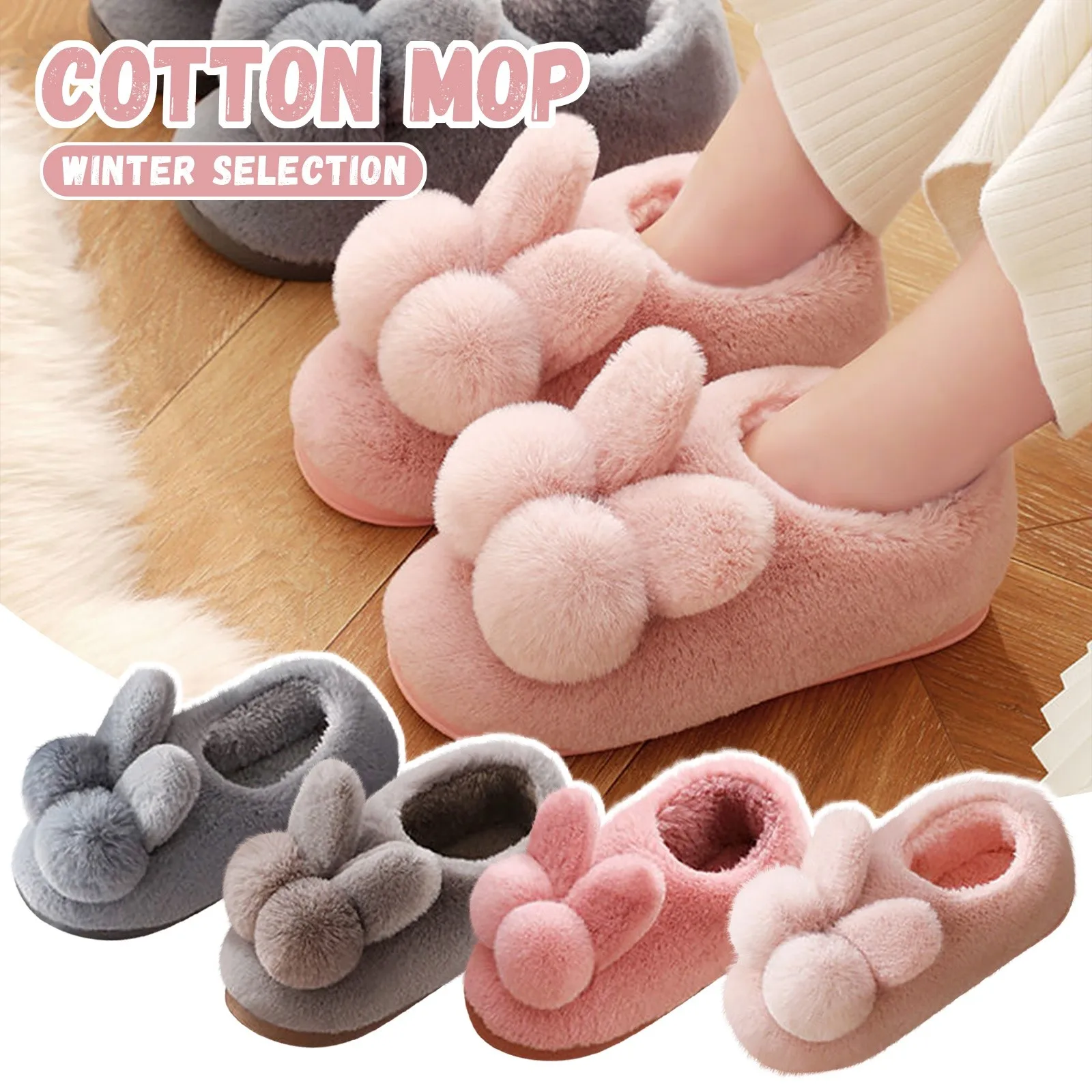 Winter Warm Cotton Slippers for Women and Moms Plush Cartoon Design Soft Indoor House Shoes Cozy Home Wear for Cold Weather