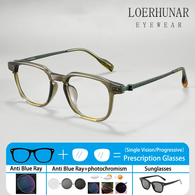 

Vintage Personalized Design Pure Titanium Large Frame Men's Anti Blue Light Myopia Optical Prescription Customized Glasses