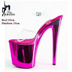 Sexy Fetish 8 pollici Dress Platform Sandals Peep Toe Pole Dance Shoes 20cm Women Stripper Models Show Nightclub Exotic Bride Shoe