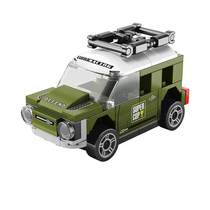 DIY Vier-Gitter-Rennwagen-Bausatz mit Rückziehfunktion, Rennauto-Spielzeug für Jungen, Filmmodell, Stadt, Kindergeschenk
