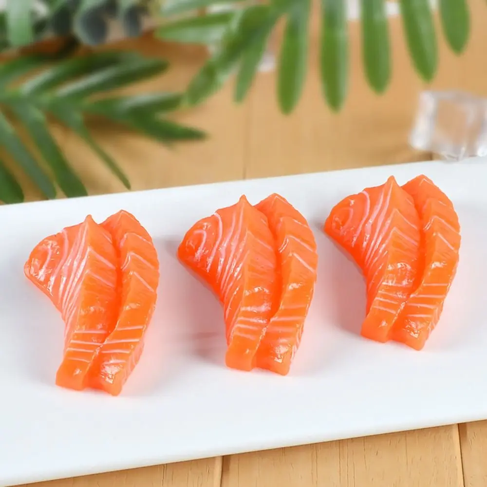 Japanese Food Realistic Salmon Model Pretend Play Sushi Simulation Kitchen Toy PVC Seafood Simulated Sashimi Model Girls