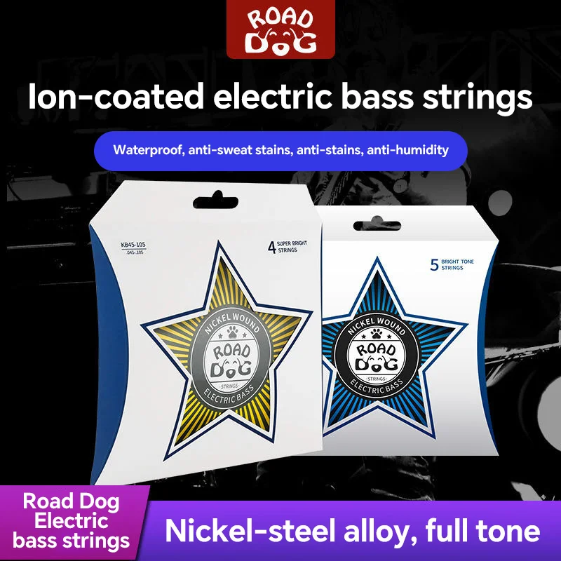 Road Dog Bass Guitar Strings Bass Strings  - Unrivaled Strength, Tuning Stability Enhanced Response - For 4 String Bass Guitars