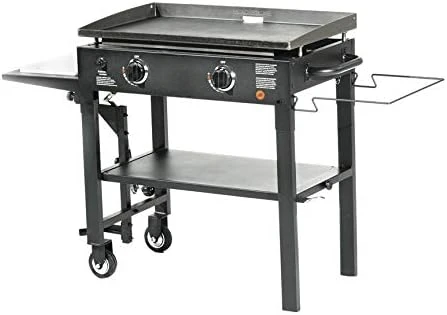 1853 Flat Top Gas Grill 2 Burner Propane Fuelled Rear Grease Management System 28” Outdoor Griddle Station for Campin