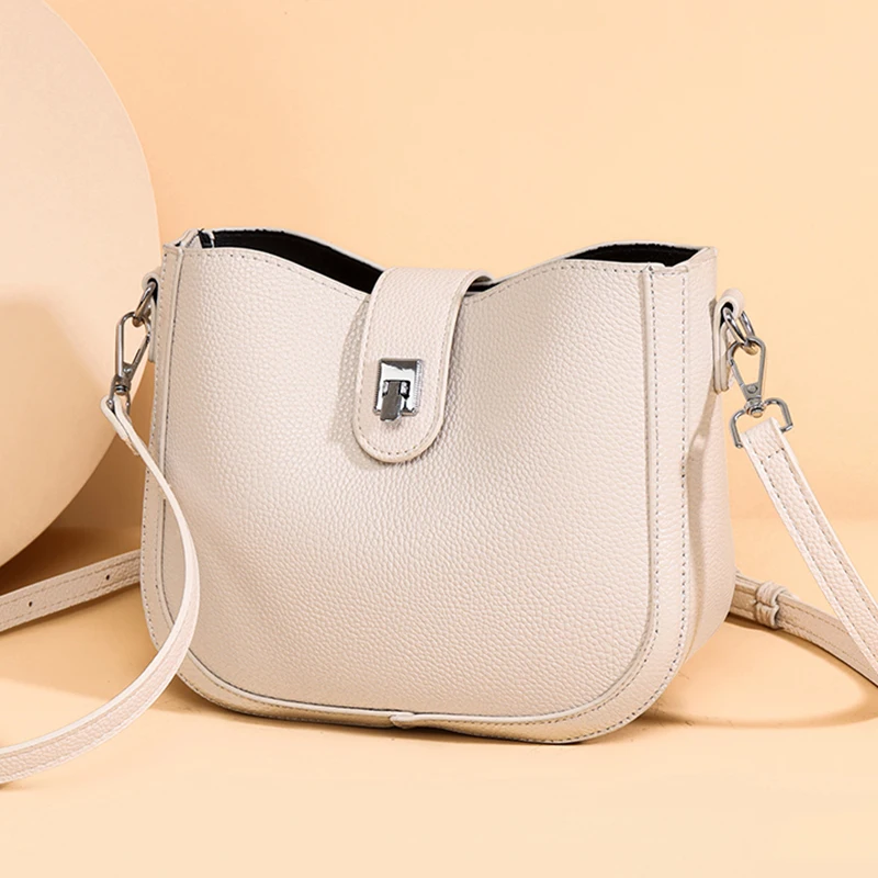 

Сумки-ведра из натуральной кожи, простые женские сумки-тоут из мягкой воловьей кожи, женские сумки-ведра большой вместимости, новинка 2023 года