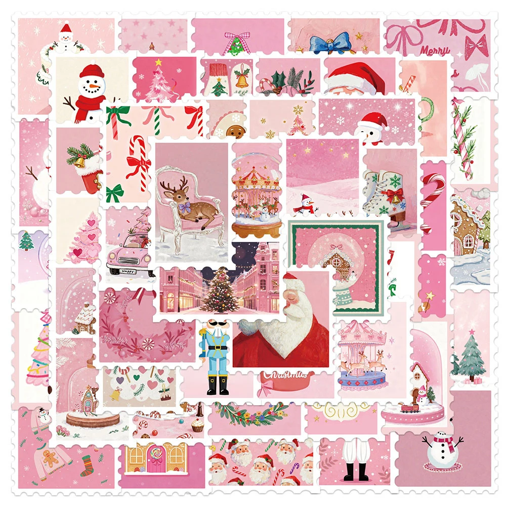 10/30/50 stücke Cartoon Rosa Weihnachten Briefmarken Aufkleber Nette Santa Claus Ästhetische Aufkleber Gepäck Notebook Telefon Graffiti Aufkleber Spielzeug