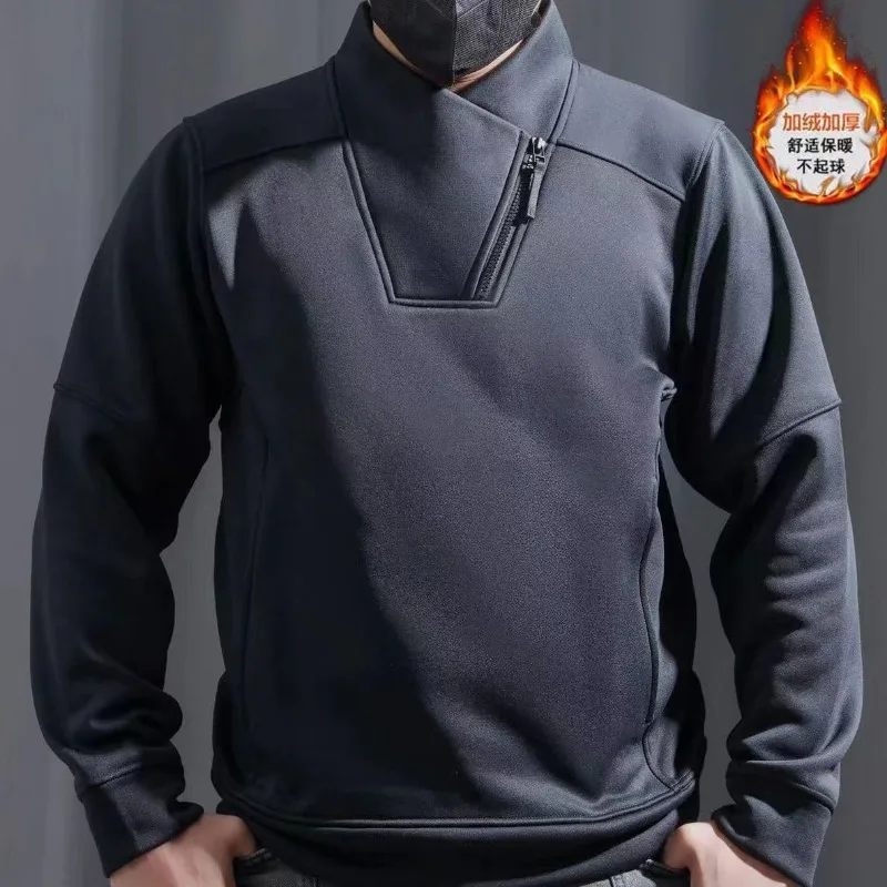 

Stand Collar Military Sweatshirt Tactical Men Long Sleeve Jacket Pullover Fleece Jacket Zipper Windproof Coats Hunting Outdoor