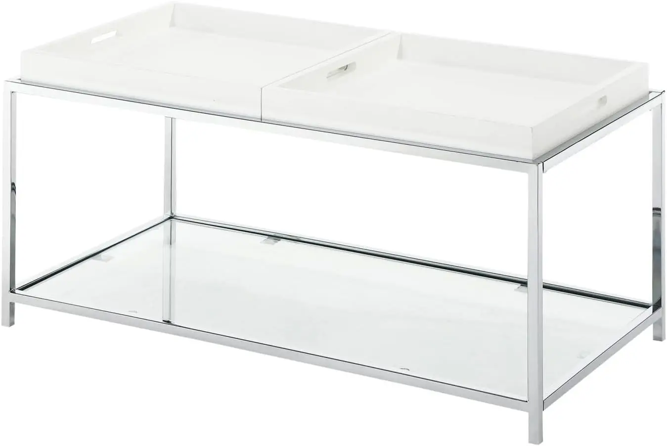 Palm Beach Coffee Table With Shelf And Removable Trays, White