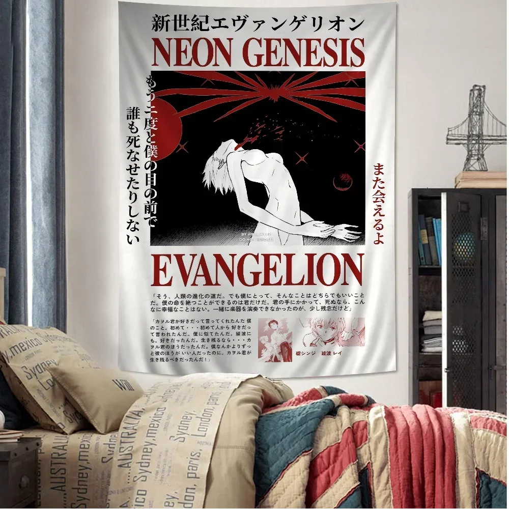 E-Evangelion 애니메이션 태피스트리 히피 꽃 벽 카펫, 기숙사 장식, 벽걸이 홈 장식 