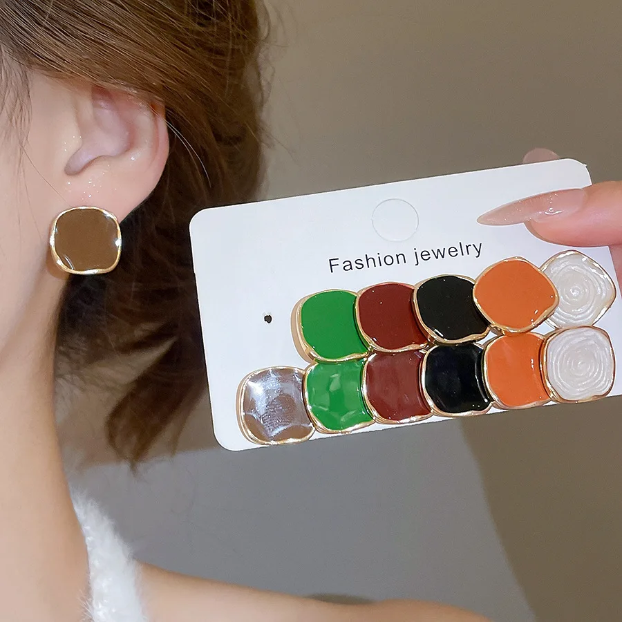 12 قطعة قطرة النفط جولة الحب القرط للنساء اثني عشر قطعة مجموعة من الصغيرة الطازجة الحلو مزاجه وأقراط تصميم طقم مجوهرات #4