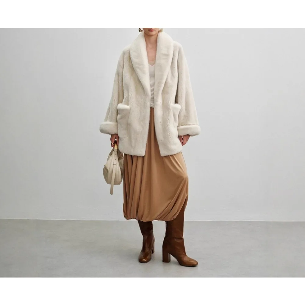 

Women's Casual Warm Cropped Coat with Drawstring Autumn Winter Design Outerwear Polyester Spandex Street Style Artificial Hair