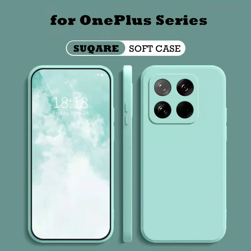 Coque de téléphone carrée en silicone souple pour OnePlus 15 13 12 11 15R 13R 12R 11R, motif bonbon, avec rembourrage intégré, antichoc