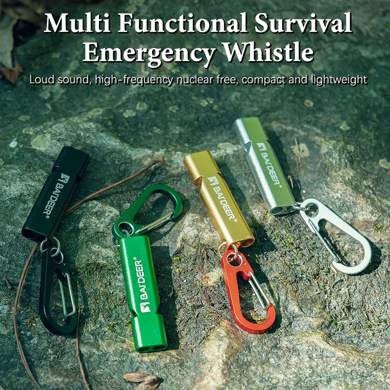 

Aluminum Alloy High Decibel Whistle Keychain Double Pipe With Rope Camping Hiking Whistle 5 Colors Outdoors Portable Tools