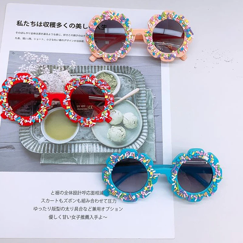 Kids Summer Sunglasses Cute DIY Flower Shape UV400 Protection Glasses for Toddler Boys Girls Children's Photography Props