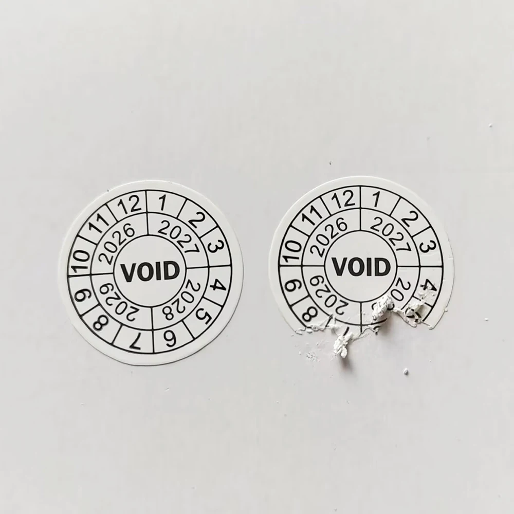 100pcs 20mm Destructive Brittle Paper Warranty VOID Label Sticker Repair Guanantee Year Month Expire Date Tamper Evident