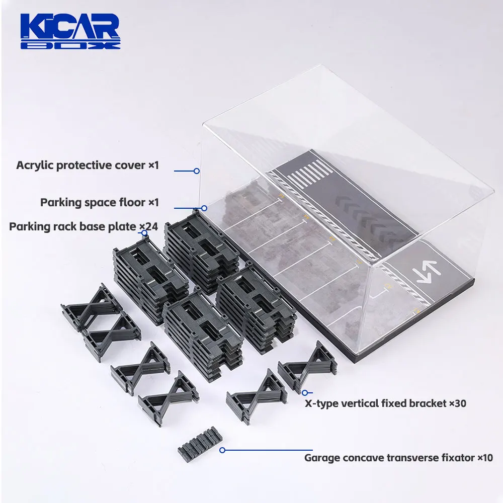 KicarMod 1/64 Diecast Model Car Manual Assembly of 3D Parking Building Multi-Layer Structure with Free Combination Display Car