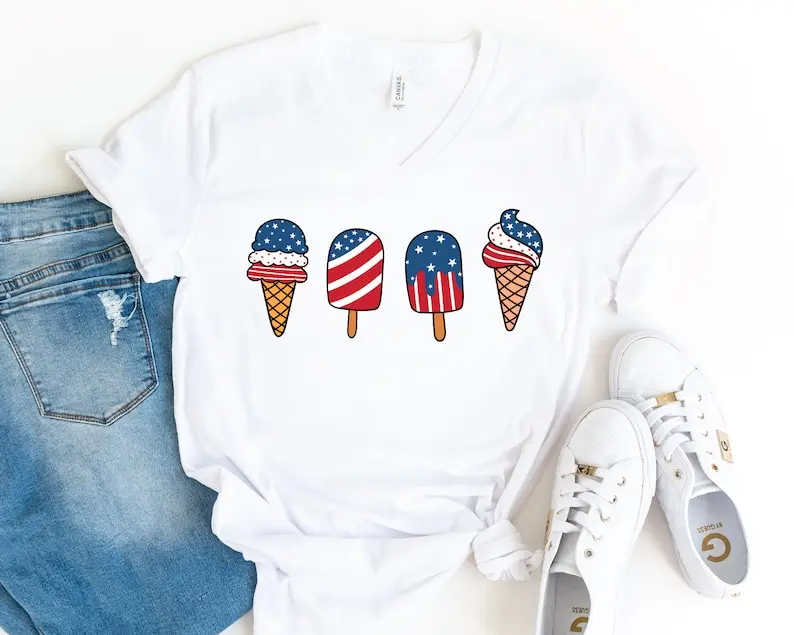 Popsicle Shirt, 4th Of July Shirt, Independence Day Flag Gift For American, Patriotic Freedom Shirt 100% Cotton Streetwear goth